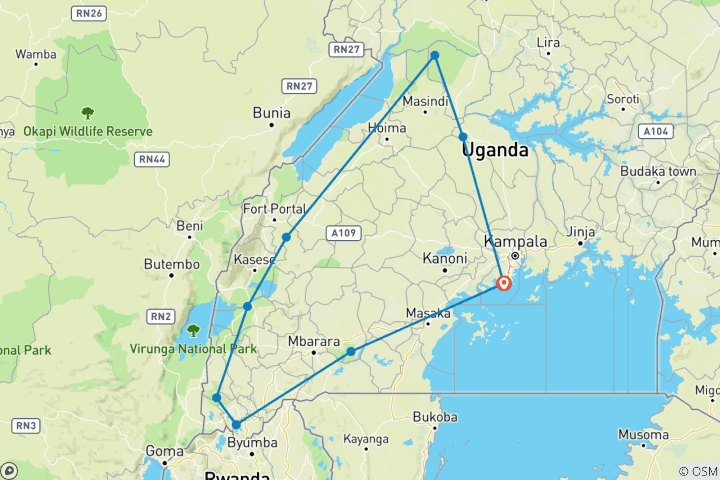 Mapa de Lo mejor de Uganda