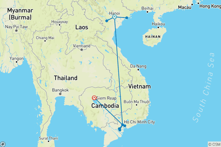 Mapa de Descubriendo elite Indochina 11 días