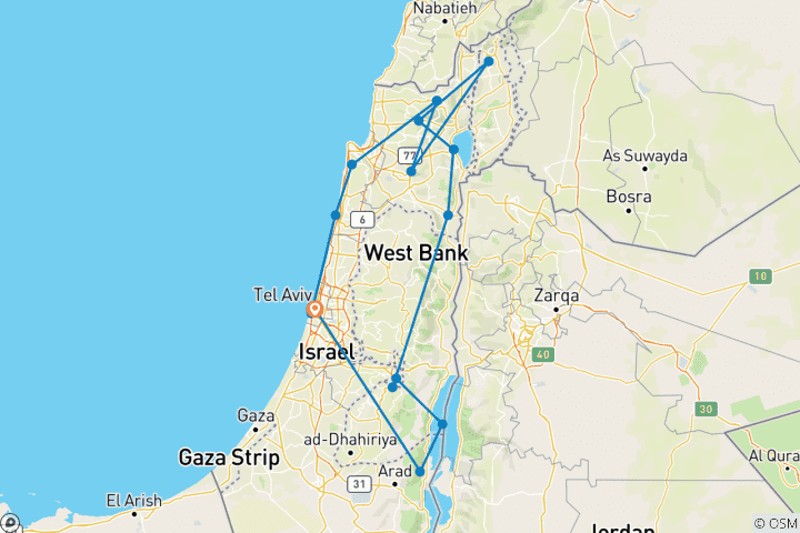 Carte du circuit Les points forts d'Israël - 8 jours