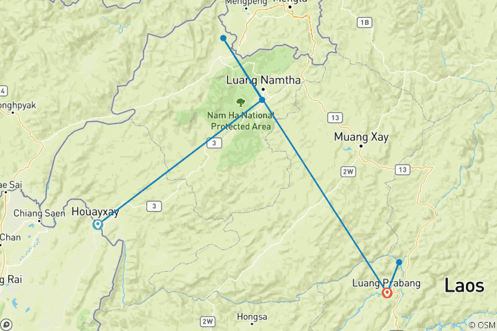 Carte du circuit Circuit découverte du nord du Laos 5 jours