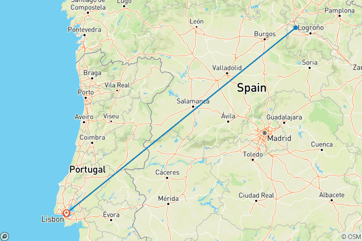 Map of Lisbon to San Vino Wine Fight Return Bus