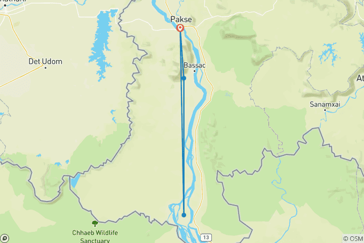 Map of Laos Express: Vientiane to Luang Prabang 4-Day