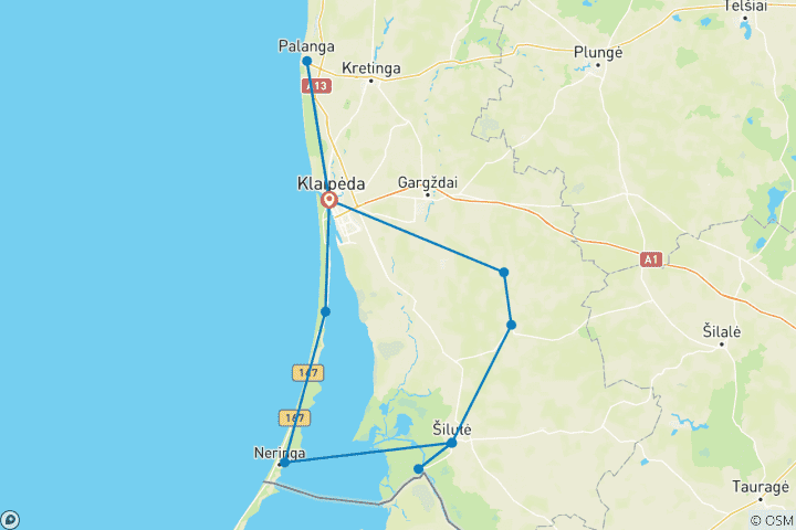 Karte von Radtour entlang der litauischen Küste (ab Klaipeda)