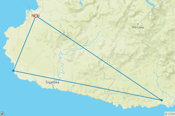 Mapa de Feejee Playa y Cultura - 4 Días/3 Noches