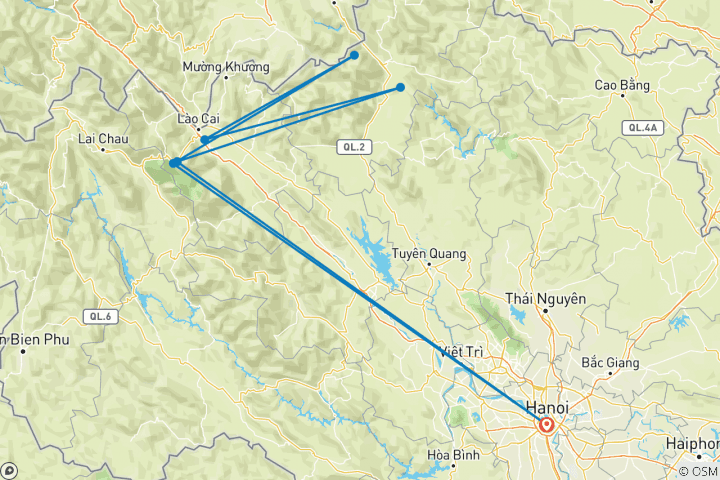 Map of Sapa Trekking 3 Days – Hotel & Homestay