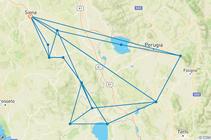 Carte du circuit Un voyage fantastique - Circuit cycliste en petit groupe en Toscane