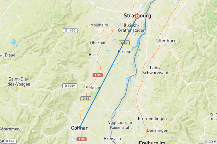 Carte du circuit Marchés de Noël en Alsace