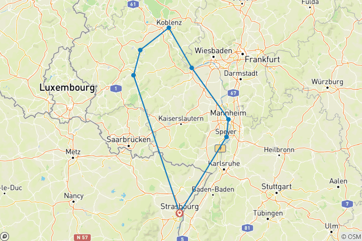 Map of New Year on the romantic Rhine and the picturesque Moselle