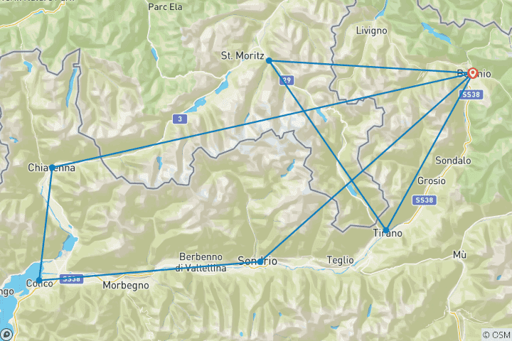 Map of Great Alps- Luxury/Small Group Bike Tour