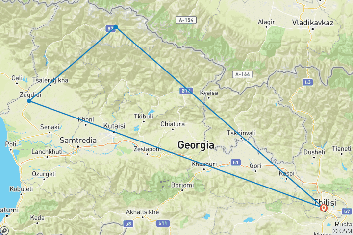 Map of 4 Day Samegrelo-Zemo Svaneti Small Group Rural Tour