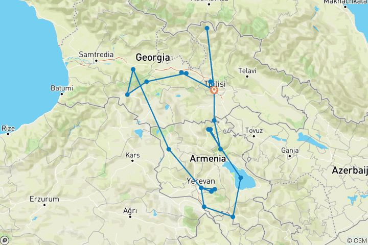 Map of 11 Day Georgia-Armenia