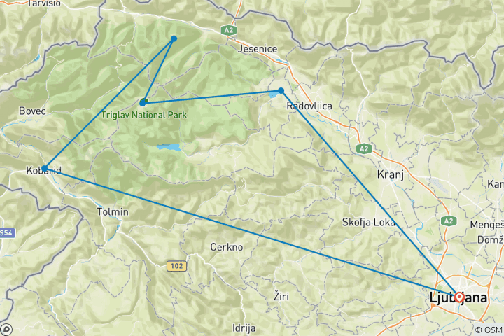 Map of Slovenia, Hiking & Gourmet Holiday - 8 days 7 nights