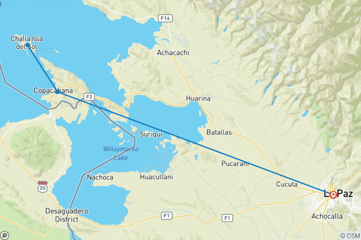 Map of Lake Titicaca & Isla del Sol Adventure 3D/2N (La Paz to La Paz)