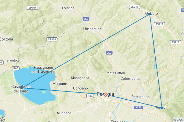 Carte du circuit Réveillon du Nouvel An en Ombrie