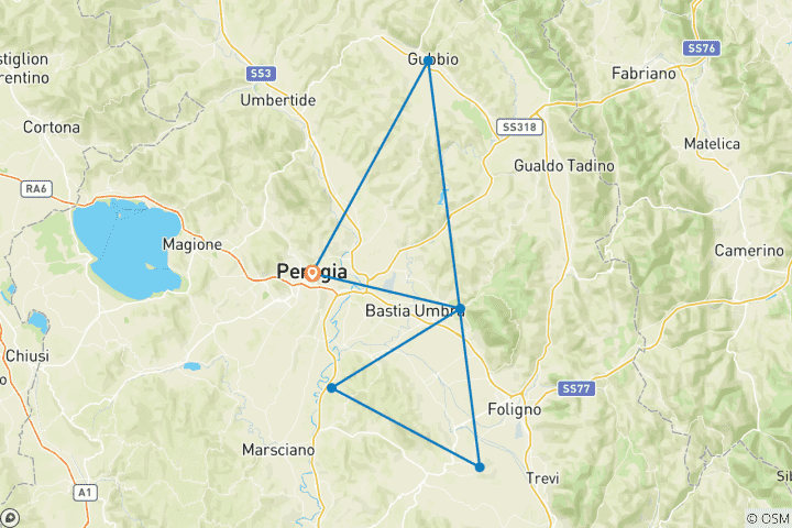 Carte du circuit L'Ombrie authentique