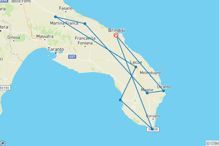 Carte du circuit Le goût du Salento - Une expérience culinaire authentique