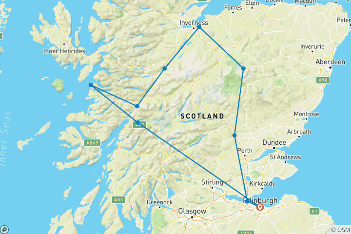 Map of Jacobite Steam Train & The Great Glen