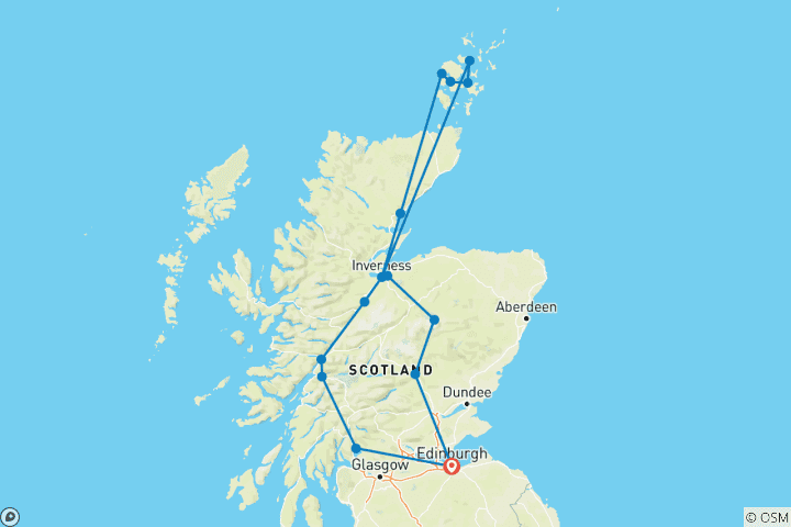 Carte du circuit Orcades et Grand Nord