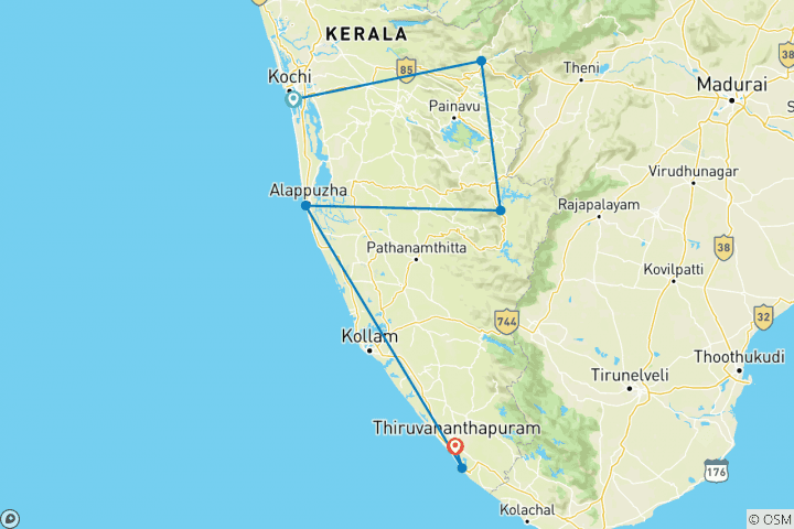 Map of God's Own Country Kerala