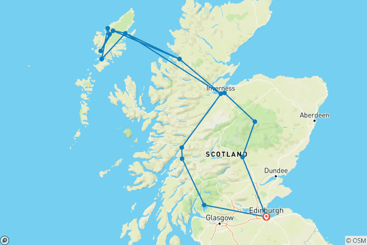 Carte du circuit Escapade dans les Hébrides - 5 jours