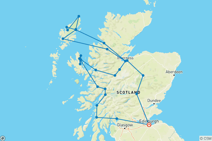 Carte du circuit Hébrides, Skye et Far West