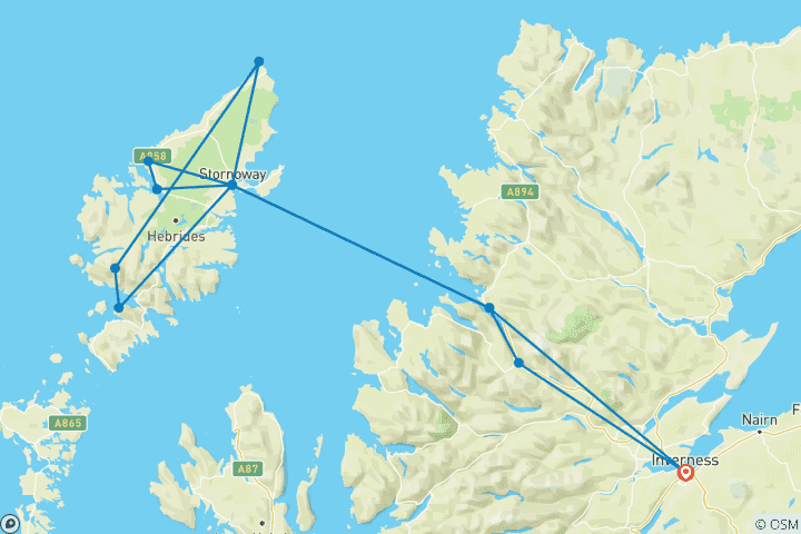 Map of Hebridean Escape 3 Day Tour