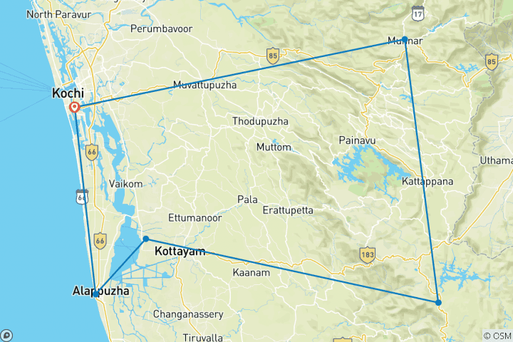 Map of Trip to God's Own Country