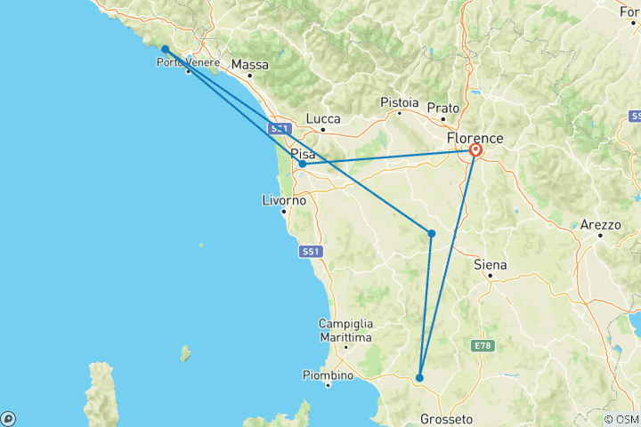 Mapa de Lo mejor de la Toscana - 4días /3noches