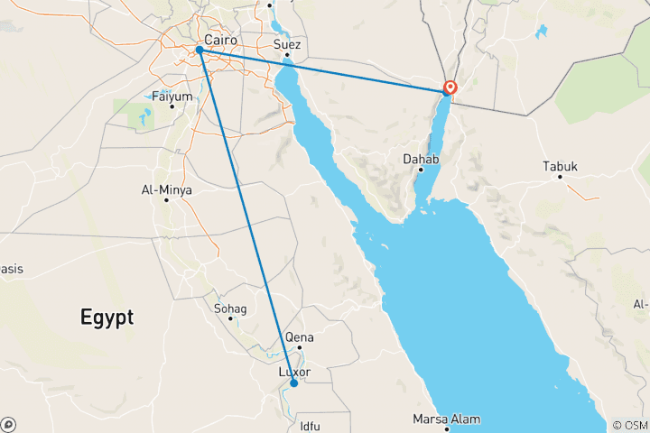 Carte du circuit Le Caire et Louxor 4 jours au départ d'Eilat