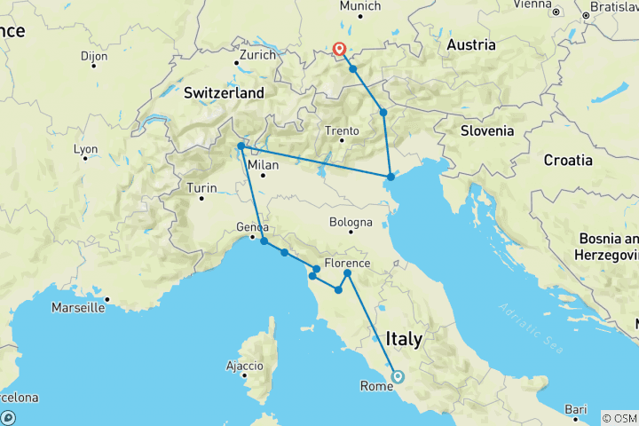 Mapa de Elegancia italiana - Clásico, Oberammergau, 15 días