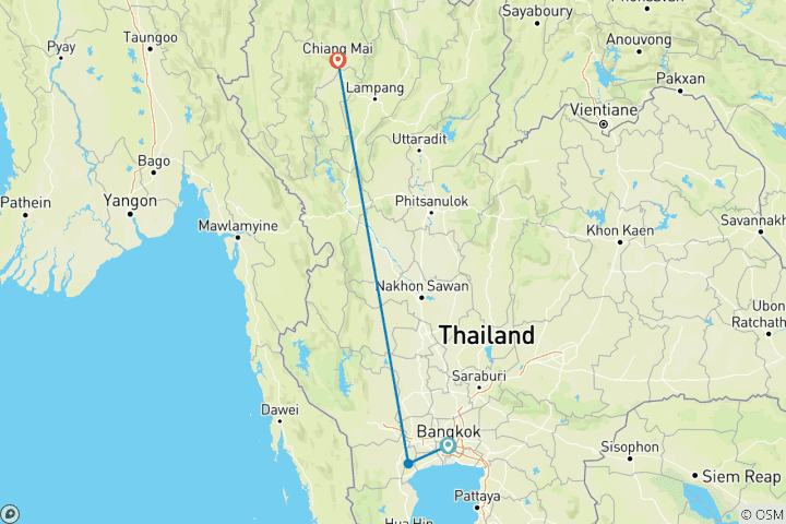 Map of 5 Days Thailand Journey: Bangkok and Chiang Mai