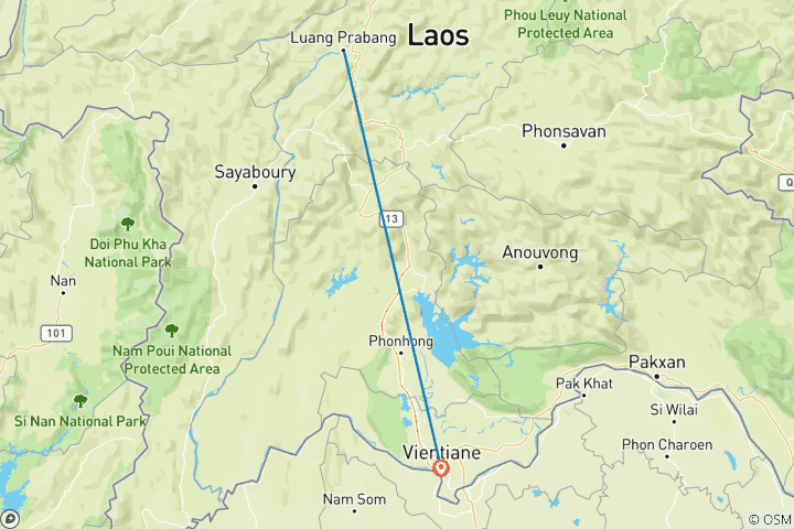 Carte du circuit 6 jours Les joyaux cachés du Laos et la sérénité du Mékong