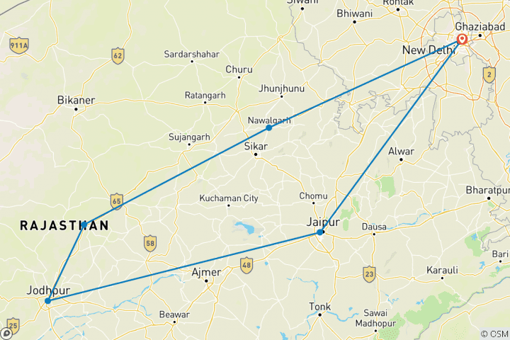 Carte du circuit Circuit du patrimoine en Inde