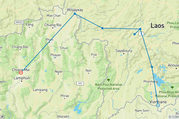 Mapa de Laos: Amaneceres y comida callejera
