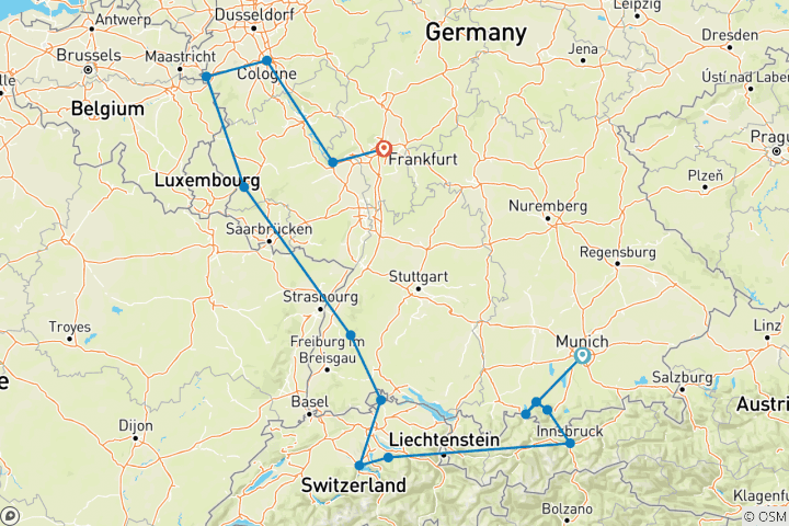 Map of Catholic Central Europe with Oberammergau - Faith-Based Travel