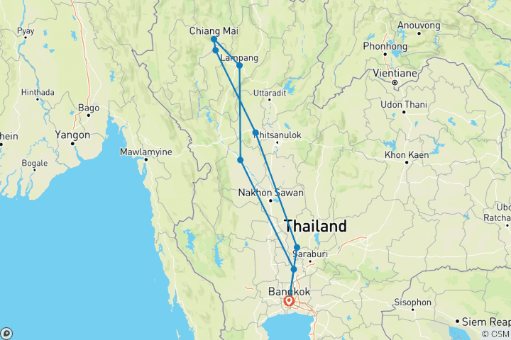 Karte von Pfade und Edelsteine von Siam, Kleingruppentour