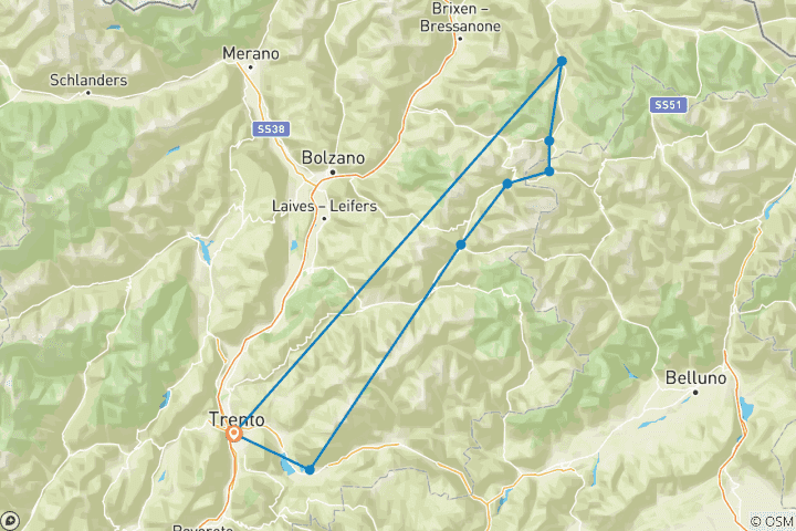 Map of The Dolomites-Small Group Bike Tour