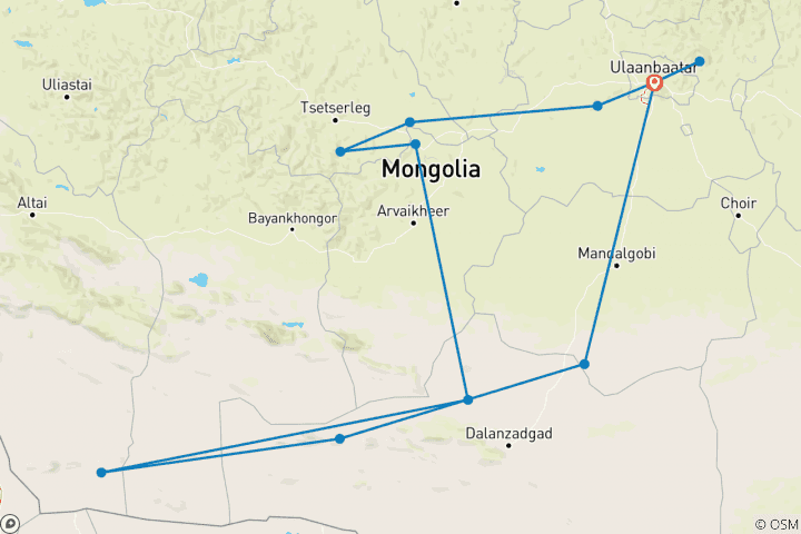 Carte du circuit Le meilleur de la Mongolie