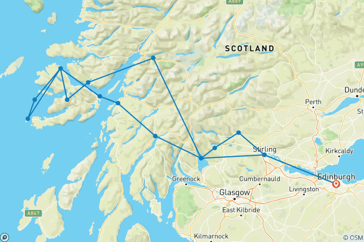 Map of 4-Day Magical Mull, Isle of Iona & West Highlands Small-Group Tour from Edinburgh