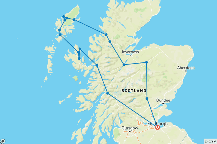 Map of 6-Day Outer Hebrides & Skye Adventure Small-Group Tour from Edinburgh