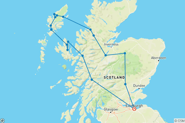 Carte du circuit Circuit de 6 jours en petit groupe pour les Hébrides extérieures et Skye au départ d'Édimbourg