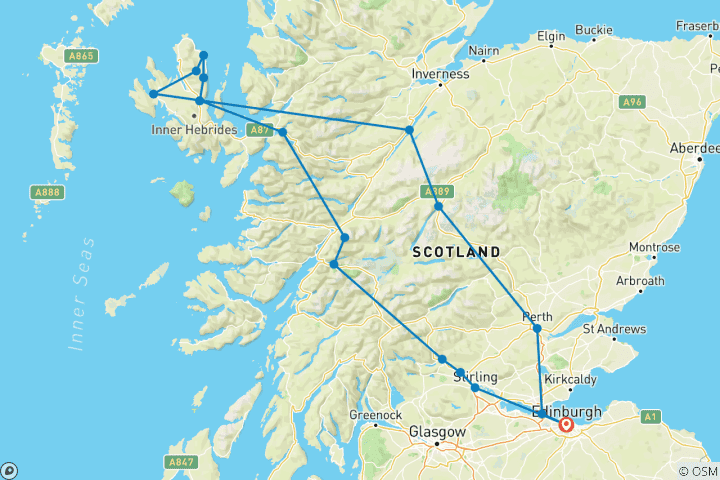 Map of 3-Day Isle of Skye Small-Group Tour from Edinburgh