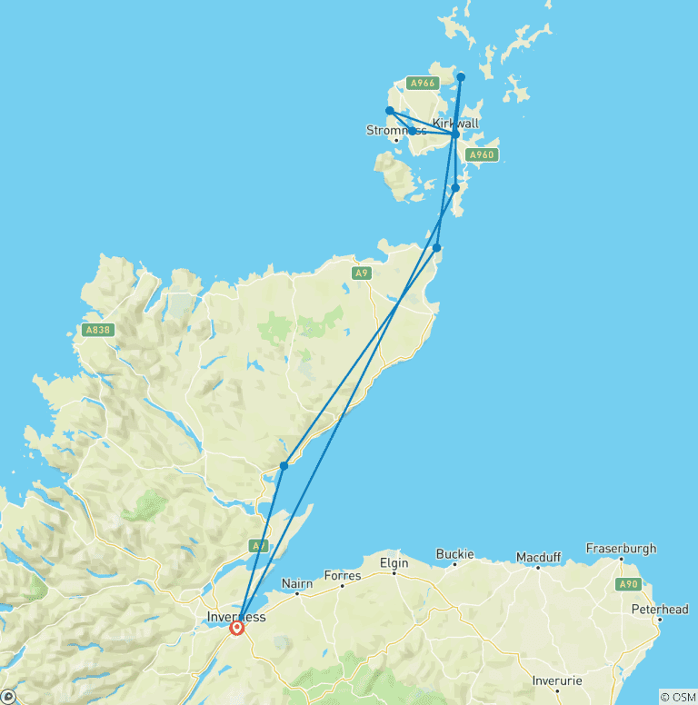 Map of 3-Day Orkney Explorer Small-Group Small-Group Tour from Inverness
