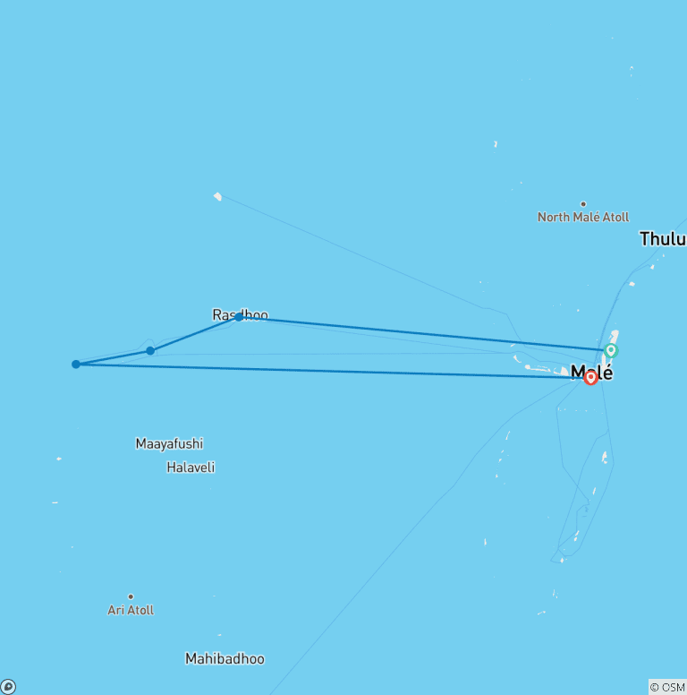 Map of Maldives Private Relaxed Island Hopping 8D/7N