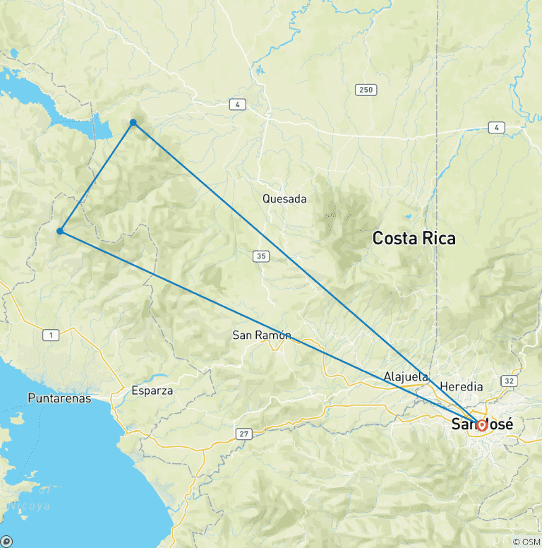 Map of Costa Rica Adventure