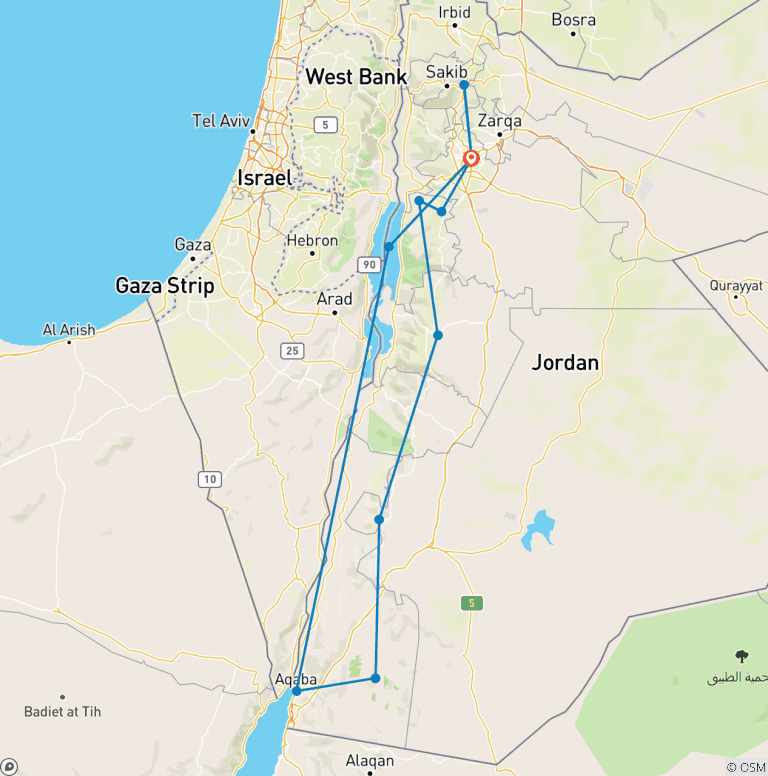 Map of Jordan Explorer 10D/9N