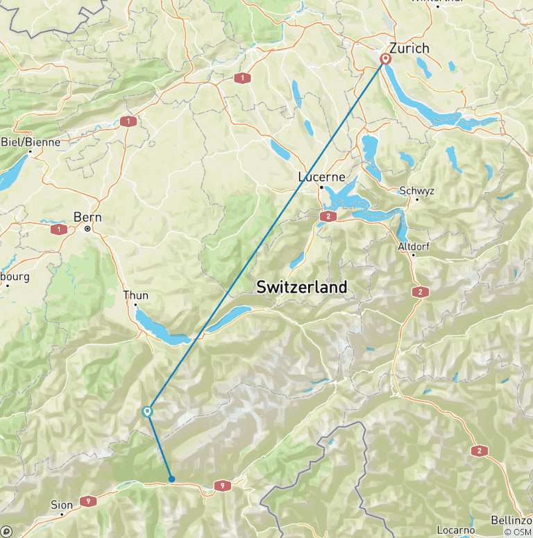 Map of Classic Swiss Alps Walk
