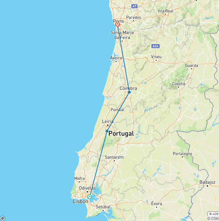 Map of Highlights of Portugal