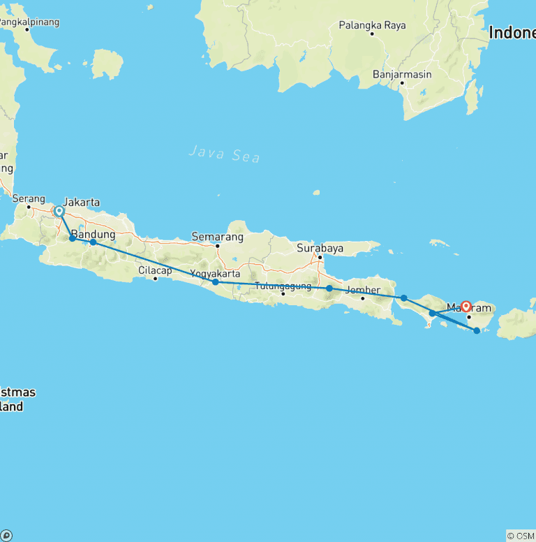 Map of Indonesia Adventure: Java & Bali