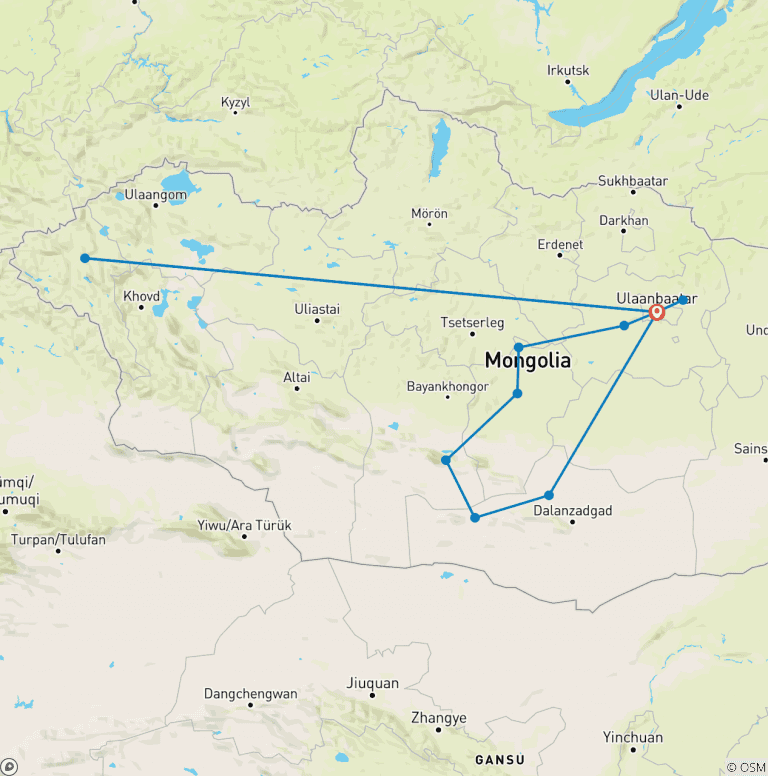 Map of Mongolia Golden Eagle Festival